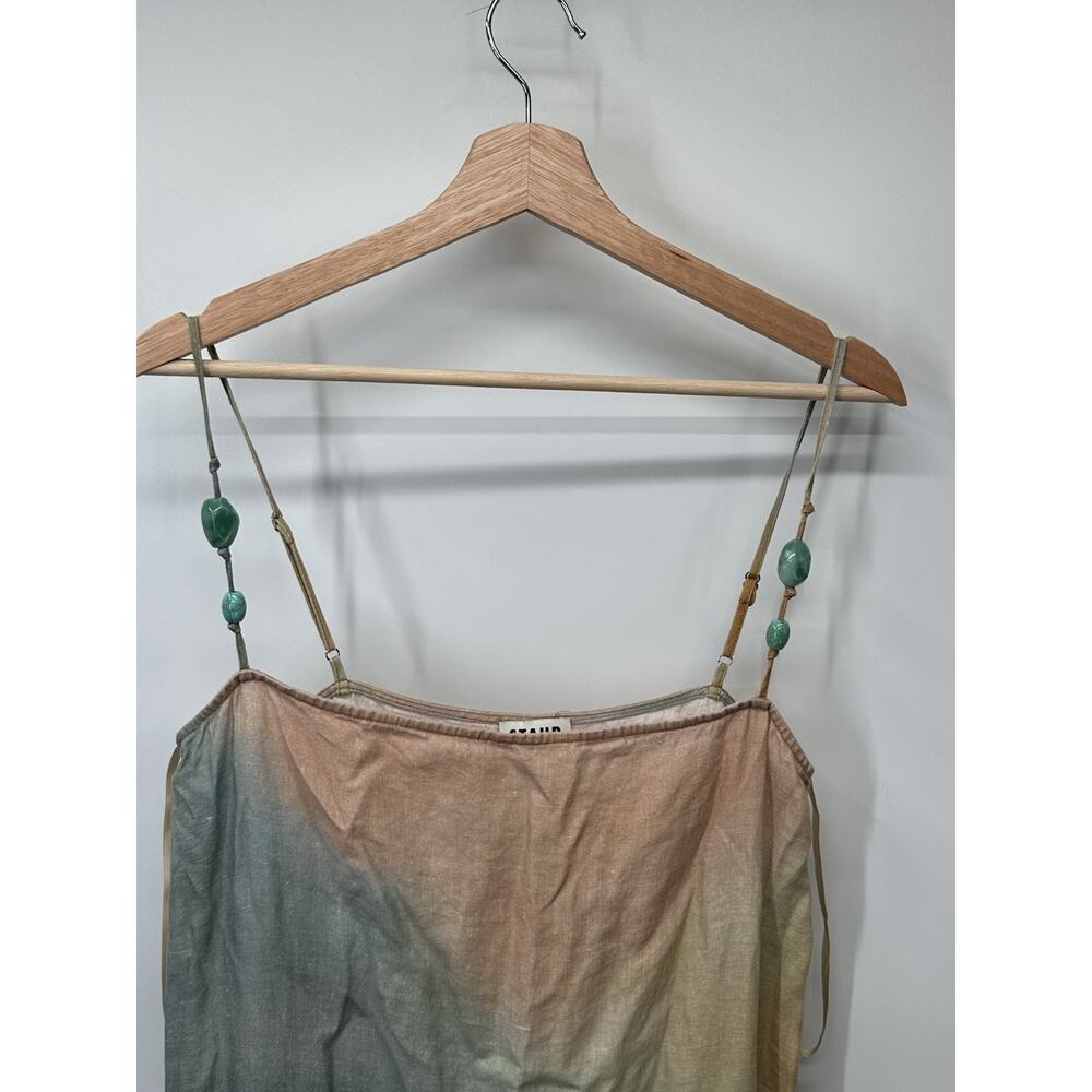 Staud Multicolored Laura Linen Dress Size M with Hole and Fabric Pull - Picture 5 of 12